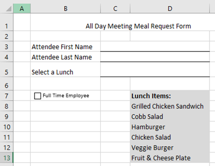 Screenshot of Excel List