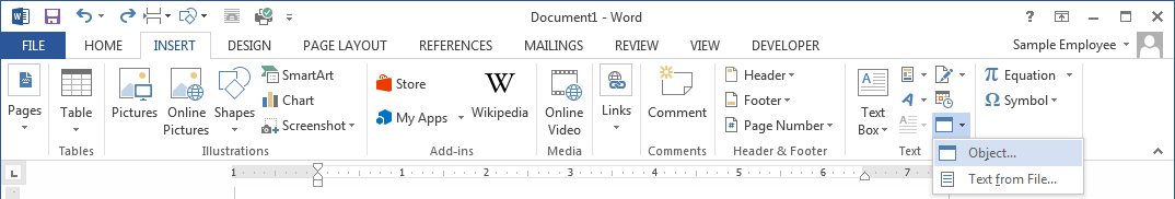 Object Selection Excel Screenshot 